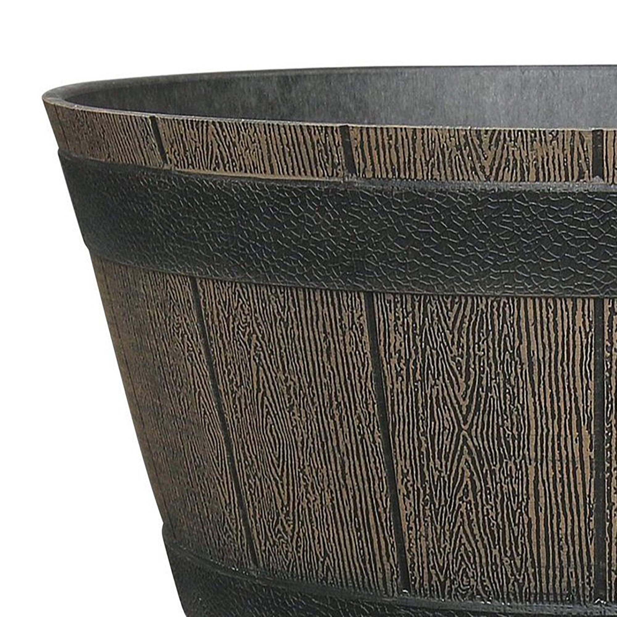Jardinière en Résine Tonneau de Whiskey Mainstays 14 pouces, Marron