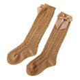 thumbnail image 1 of Faithtur Toddler Girls Summer Mesh Socks Solid Color Mid Tube Breathable Hollow Bows Princess Socks, 1 of 2
