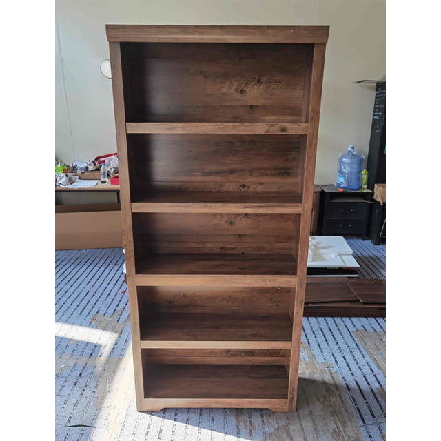 3-Tier Black Embossed Bookshelf - Adjustable Farmhouse Bookcase with Anti-Slip, Open Floor Standing Storage Rack for Home Office, Library, Study - Specs: Three-Tier, Color: Black Embossed, Size: W800
