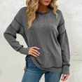 thumbnail image 2 of FAIWAD Womens Sweatshirts Crew Neck Long Sleeve Colorblock Side Slit Pullover Tops Casual Oversized Outfits, 2 of 7