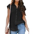 thumbnail image 2 of Blouses à Manches Courtes pour Femmes Blouse d'Été Décontractée à Manches Courtes pour Femmes Bouton Couleur Unie Col Rabattu T-Shirt Hauts T-Shirts d'Été pour Femmes Hauts à Manches Courtes, 2 of 9