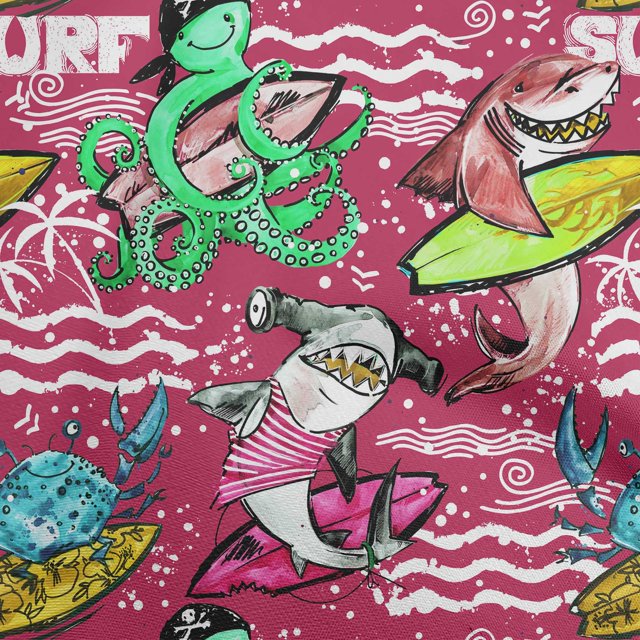 oneOone Silk Tabby Magenta Fabric Ocean Life Sewing Craft Projects Fabric Prints By Yard 42 Inch Wide