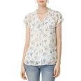 thumbnail image 2 of INSPIRE CHIC Blouse Fleurie pour Femme de la Saint-Valentin à Manches Courtes Cape en Chiffon Décontractée à Volants Hauts S Blanc Violet, 2 of 8