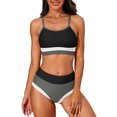 thumbnail image 1 of Ensembles de Bikini à Encolure Dégagée pour Femmes, Bretelles Ajustables, Maillot de Bain Taille Haute Deux Pièces, 1 of 7