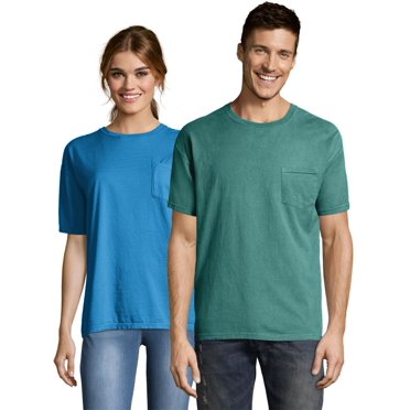 Hanes T-Shirt à Manches Courtes Teint en Pièce ComfortWash pour Hommes avec Poche, 3TG, Spanish Moss