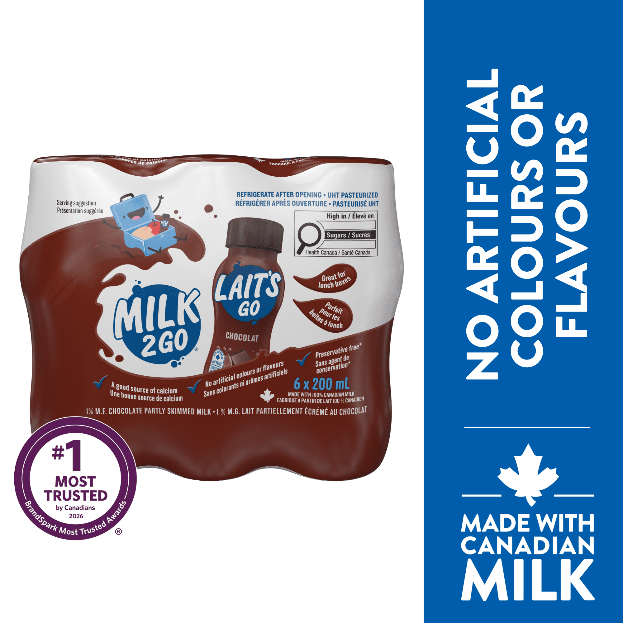 Milk2Go 1% Chocolate Partly Skimmed Milk 6X200ML