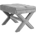 thumbnail image 1 of Posh Living Hazel X-Leg Transitional Velvet & Foam Ottoman in Gray, 1 of 7
