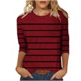 thumbnail image 1 of Blouses pour Femmes T-shirt Imprimé Mi-Long Manches 3/4 Blouse Col Rond Hauts Décontractés, 1 of 1
