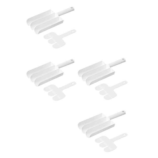 Oleegame 2PC Potato Fry Cutter 2023 Triple Meatball Maker Meat Spoon With Cutting Spatula Easy To Use Multifunctional Fishball Burger Set (3 Meatballs) White