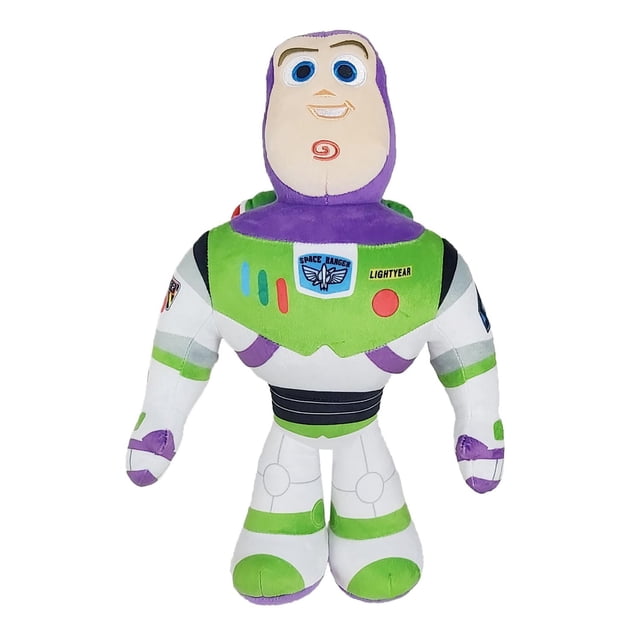 Disney - Histoire de jouets - Buzz Lightyear Peluche de 13 Pouces (33 cm) Montrant la Vue Arrière de la Peluche Buzz Lightyear dans Sa Combinaison Spatiale Emblématique Blanche, Verte et Violette avec Insigne de Ranger Spatial Brodé, Nom Lightyear, et Sculpture de Peluche Détaillée sur les Bras et les Jambes, Convient comme Jouet Câlin Ou Peluche de Collection.