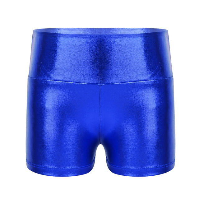 vastwit Girls Shiny Metallic Shorts Gymnastics Dance Shorts Royal Blue 4
