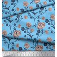 thumbnail image 3 of Soimoi Tissu en Rayonne Feuilles & Roses Imprimé Floral 1 Yard 56 Pouces de Large, 3 of 3