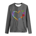 thumbnail image 4 of Pisexur Hauts d'Automne pour Femmes Mode Mignon Cœur Graphique Imprimé T-Shirt Hauts Col Rond Manches Longues Chemises pour Femmes Habillées Décontractées Sorties Hauts Confort Polyvalent Léger T-Shirts, 4 of 5
