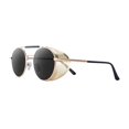 thumbnail image 3 of Lunettes de Soleil Rétro Rondes Steampunk Côté Vintage pour Unisexe Lentille Grise Monture Dorée, 3 of 7