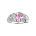 thumbnail image 1 of RYLOS Men's Rings Sterling Silver Rings Classic Designer Style 8X6MM Oval Gemstone & Diamond Ring Pink Ice October Birthstone Rings For Men Size 10, 1 of 7