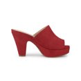 thumbnail image 3 of BLISSFUL STEP Chaussures pour Femmes Sandales à Talon Bloc à Plateforme Épaisse à Bout Ouvert Rouges 10, 3 of 8