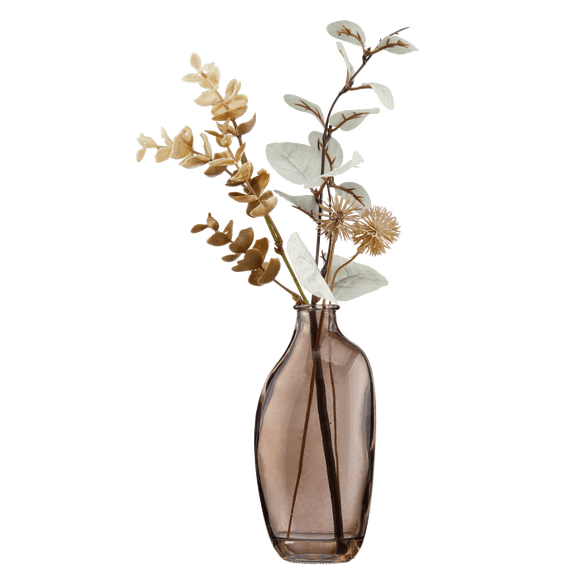 Bouclair Faux Arrangement Floral dans un Vase en Verre Ambré