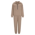 thumbnail image 5 of Timegard Ensemble de Survêtement 2 Pcs pour Femmes, Tenue à Demi-Glissière, Col en V, Chandail à Manches Longues, Pantalon de Survêtement à Bas Resserré, Ensembles d'Entraînement, 5 of 5
