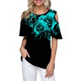 thumbnail image 1 of DYMADE Women Round Neck Off Shoulder Short Sleeve Floral Casual Top, 1 of 3