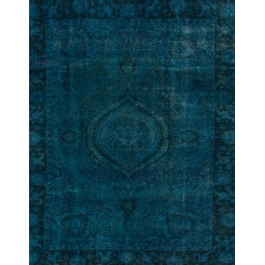 Ahgly Company Indoor Rectangle Abstract Teal Green Persian Area Rugs, 8' x 10'