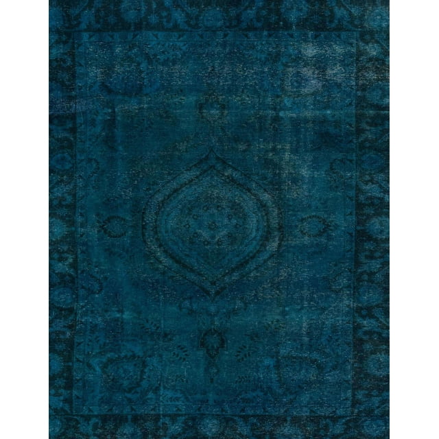 Ahgly Company Indoor Rectangle Abstract Teal Green Persian Area Rugs, 8' x 10'