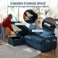thumbnail image 3 of Sectional Sleeper Sofa L shaped Charging Couch with Usb Storage Chaise Reversible Pull Out Bed for Small Space, Blue, 3 of 8