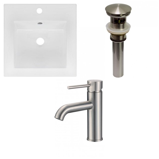 American Imaginations 16.5-in. W 1 Hole Ceramic Top Set In White Color - Overflow Drain Incl. AI-29805