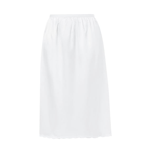 Women Half Slip Underskirt  Solid Color Elastic Waist Inner Lining for Midi Skirt  Long Underskirt for Ladies,white,XL