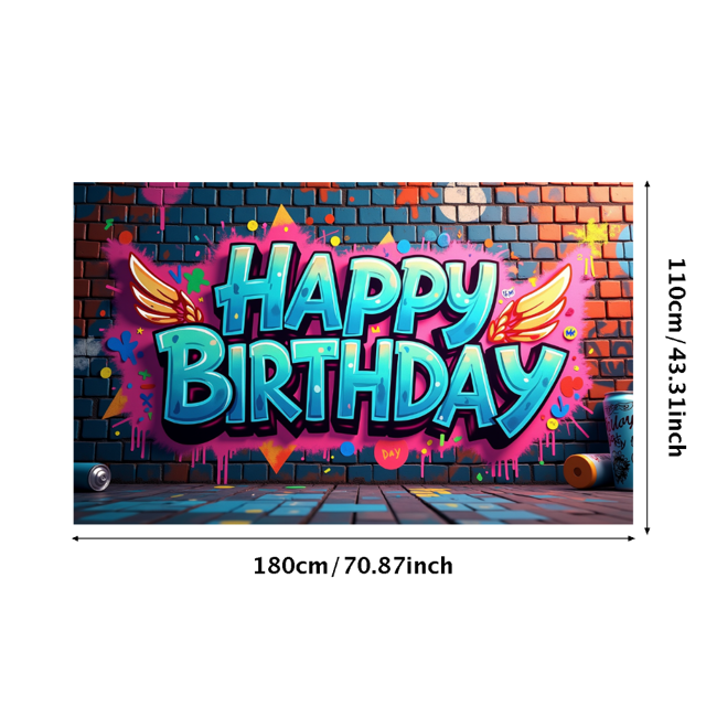 Happy Birthday Banner Background Colorful Backdrop Wall Party Decorations Festive Event Supplies Celebration Graffiti Photography Props