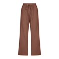 thumbnail image 4 of Women Fashion High Waisted Wide Leg Pants Drawstring Elastic Trousers Comfy Straight Leg Long Pants With Pockets Features, 4 of 5