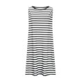 thumbnail image 3 of yoeyez Robes d'Été pour Femmes 2025 Grande Taille Décontractées à Rayures Débardeur Mini Robe d'Été Col Rond Coupe Ample Sans Manches Robe de Vacances Plage avec Poches Noir,m, 3 of 5