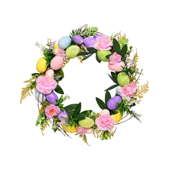 Easter Front Door Wreath With Colored Eggs Spring Tree Decorations Colorful Indoor Outdoor Home Decor Patio Porch 18 Inches