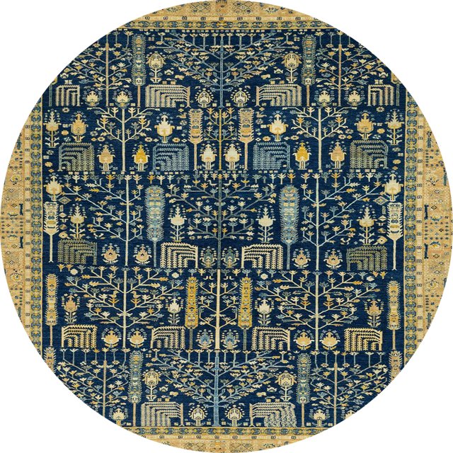 Ahgly Company Tapis d'Intérieur Ronds Abstraits Cuivre Vert Abstraits pour Aire, 4 Pieds Rond