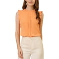 thumbnail image 1 of INSPIRE CHIC Blouse Sans Manches pour Femme, à Volants, Plissée, Blouse CHIC pour le Travail, TG, Orange, 1 of 7