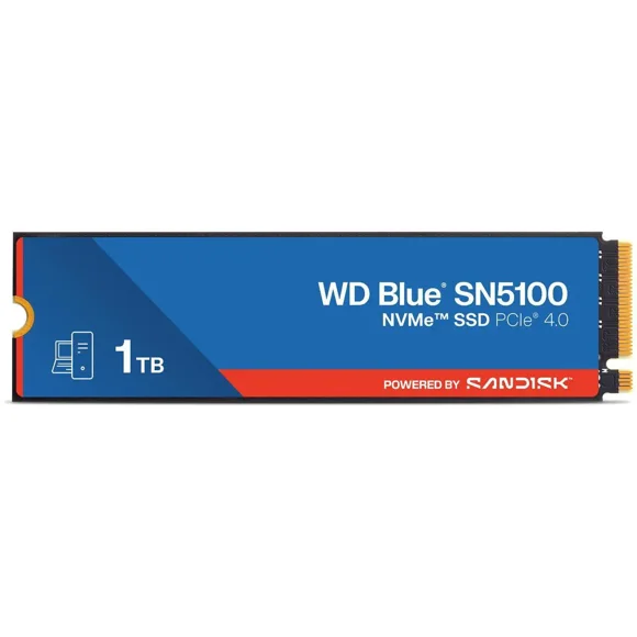 Western Digital 1TB WD Blue SN5100 NVMe SSD, Internal, PCIe Gen 4 NVMe M.2 - WDS100T5B0E-00CPE0