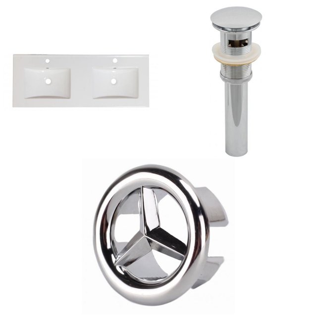 59-in. W 1 Hole Ceramic Top Set In White Color - Overflow Drain Incl. AI-24733
