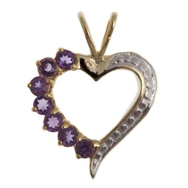 Sterling Silver Gold plated heart shaped amethyst pendant