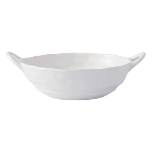 ruzhgo Matte Two Ear Salad Bowl Irregular Ceramic Serving Plate Simple Style Heat-resistant Air Fryer Food Container Tableware White