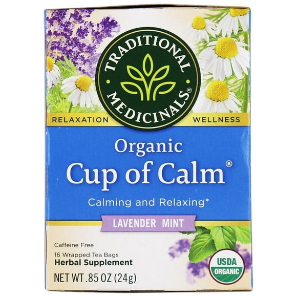 Traditional Medicinals - Organic Cup of Calm Herbal Tea Lavender Mint - 16 Tea Bags