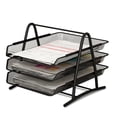 thumbnail image 1 of Desk File Tray Mesh Desk File Organizer Mesh Letter Tray Mesh Desk Paper Holder Office Desk Document Tray Mesh Bracket Paper Letter Shelf Holder Black Metal For Home Study School, 1 of 5