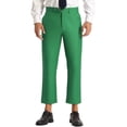 thumbnail image 1 of INSPIRE CHIC Men's Formal Cropped Pants Solid Color Flat Front Dress Trousers 38 Green, 1 of 6