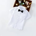 thumbnail image 2 of MeetoTime Baby Short Sleeve Blouse Solid Color Gentleman's School Uniform Button-down Shirt for Boys Baby Clothes 2-14Years, 2 of 5
