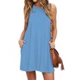 thumbnail image 3 of B91xZ Robes d'Été pour Femmes 2024 Col Carré Sans Manches Fendue Robe Cuisse Couleur Unie Robe Midi Ligne A, Bleu Ciel m, 3 of 4