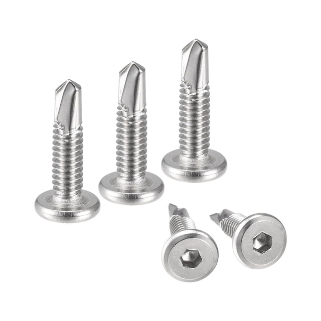 Unique Bargains Vis Autotaraudeuses à Tête Plate en Acier Inoxydable 410 1/4 x 1 Pieds 50 Unités