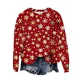 thumbnail image 5 of Wiyuqeen Chandails Fair Isle Rouges pour Femme, Hauts en Tricot Scintillants à Imprimé Flocon de Neige, Col Rond, Manches Longues, Chandails d'Automne pour Femmes, 5 of 5
