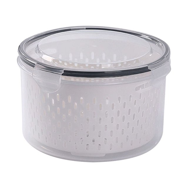 CEHVOM Fruit Vegetable Storage Containers For Fridge Draining Fresh Containers 3 In 1 Produce Storage Containers Large Organizer Bins With Lid & Colander Clearance