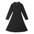 thumbnail image 1 of INSPIRE CHIC Robe Patineuse de Travail à Col Cranté pour Femme, Col en V, Manches Longues, Coupe Ajustée, Noir Moyen, 1 of 2