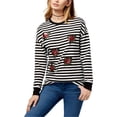 thumbnail image 1 of Carbon Copy Womens Sequin Floral Sweatshirt, Black, Large, 1 of 1