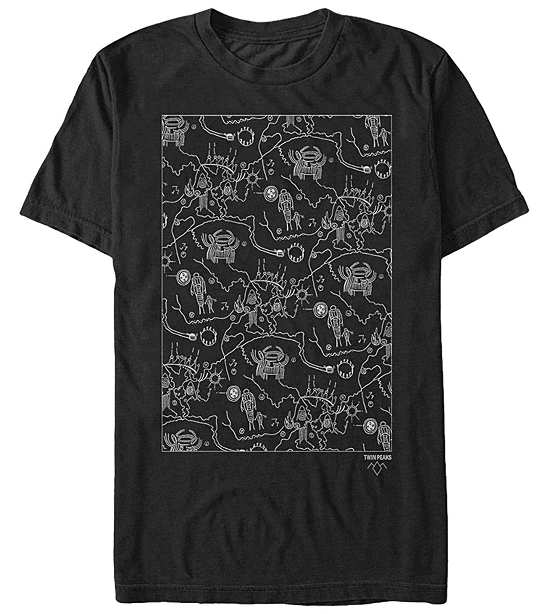 Twin Peaks Owl Cave Map Men's Graphic T Shirt (Large)