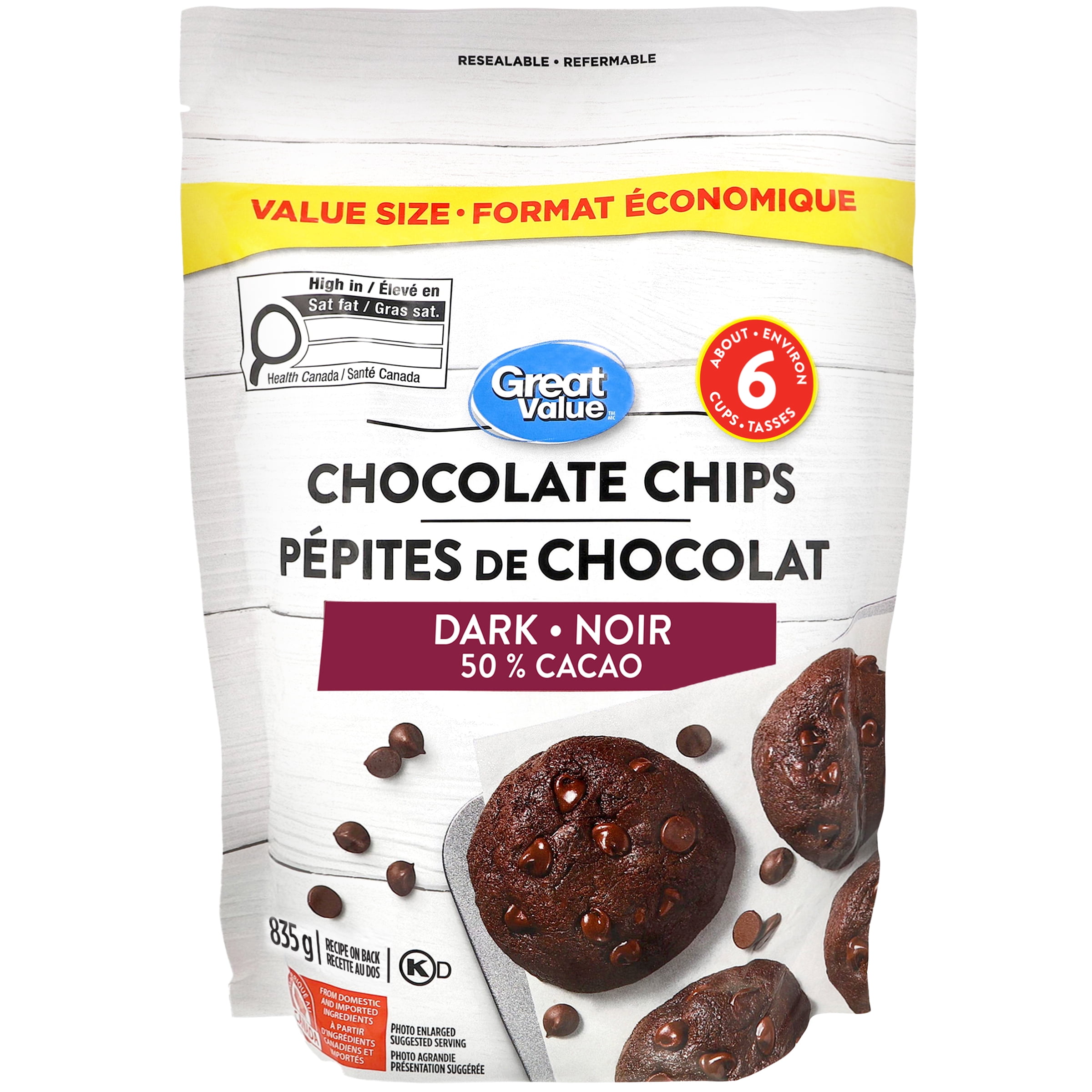 Great Value Dark 50% Cacao Chocolate Chips pouch